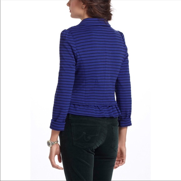 Anthro Cartonnier striped blue and black blazer S - Picture 4 of 5